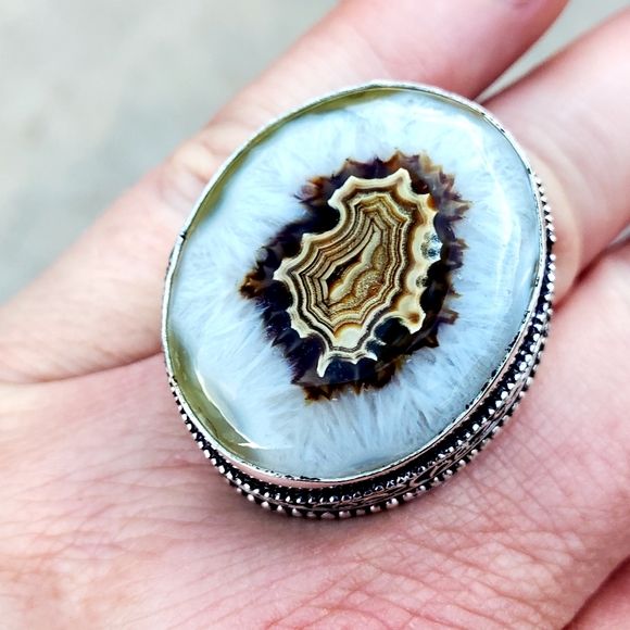 New Oversized Solar Agate 925 Silver Statement Ring. - Picture 9 of 15